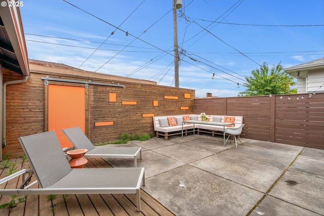 3905 NE Holman St, Portland, OR 97211 - view of patio / terrace featuring an outdoor hangout area and a fenced backyard