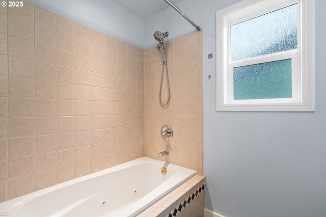 full bath with a combined bath / shower with jetted tub