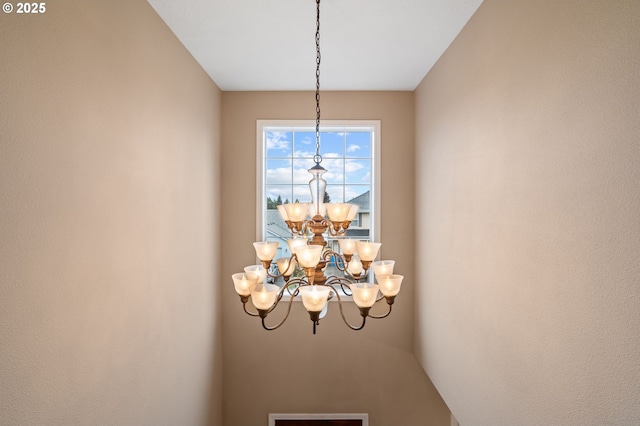 details featuring a chandelier