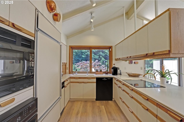 128 Del Prado St, Lake Oswego, OR 97035 - kitchen with black appliances, light wood-type flooring, and light countertops