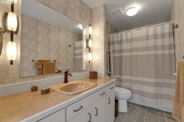 128 Del Prado St, Lake Oswego, OR 97035 - bathroom with vanity, tile patterned floors, and a shower with shower curtain