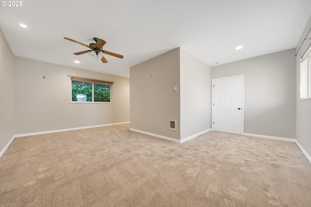 1806 8th St, Tillamook, OR 97141 - empty room featuring light colored carpet, a ceiling fan, baseboards, and recessed lighting