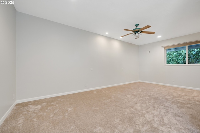 1806 8th St, Tillamook, OR 97141 - spare room featuring baseboards, light carpet, a ceiling fan, and recessed lighting