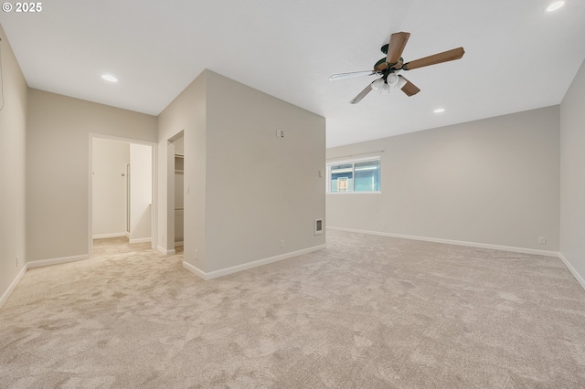 1806 8th St, Tillamook, OR 97141 - unfurnished room featuring a ceiling fan, baseboards, light colored carpet, and recessed lighting