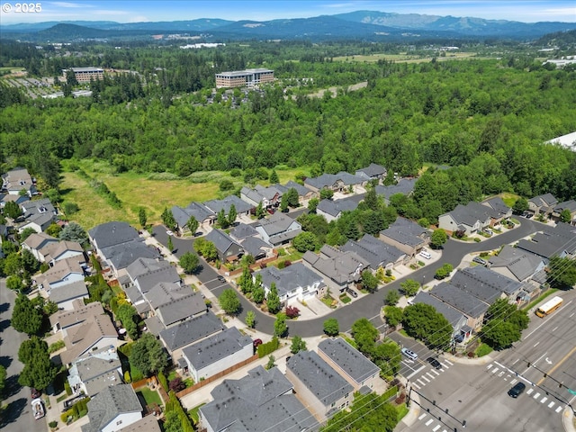5809 NW 26th Ave, Camas, WA 98607 - aerial view of property and surrounding area with a mountain backdrop and a heavily wooded area