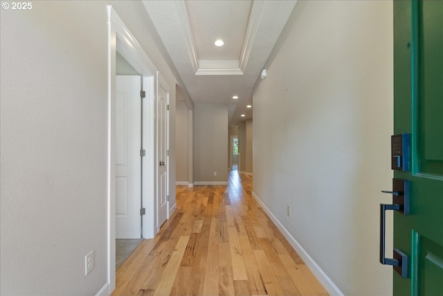 5809 NW 26th Ave, Camas, WA 98607 - hall featuring light wood-style flooring, recessed lighting, and a raised ceiling