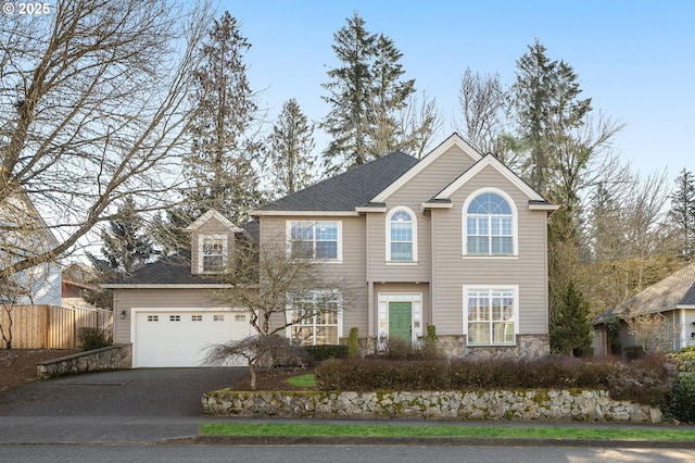 view of front property with a garage