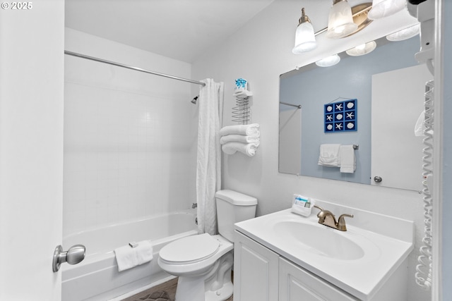 304 14th St NW Unit 304, Long Beach, WA 98631 - bathroom with vanity, shower / bathtub combination with curtain, and toilet
