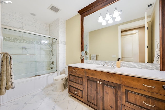 7705 NW Quinault St, Camas, WA 98607 - full bath with vanity, visible vents, marble finish floor, and toilet