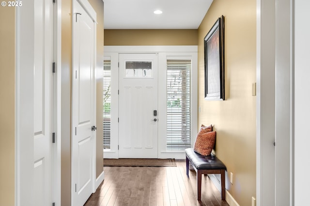 7705 NW Quinault St, Camas, WA 98607 - foyer entrance with recessed lighting, baseboards, and dark wood finished floors
