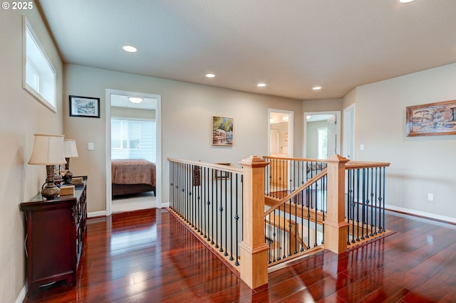 16710 NE 5th St, Vancouver, WA 98684 - hall featuring an upstairs landing, baseboards, wood-type flooring, and recessed lighting