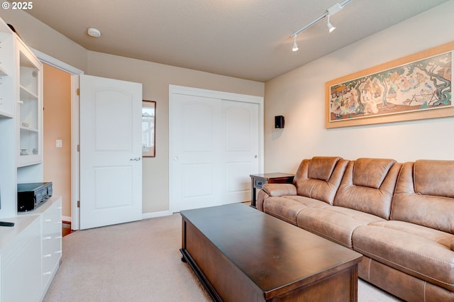 16710 NE 5th St, Vancouver, WA 98684 - living area featuring light carpet, rail lighting, and baseboards