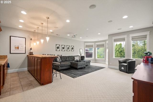 904 NE 224th Cir, Ridgefield, WA 98642 - living room featuring recessed lighting, baseboards, and light carpet