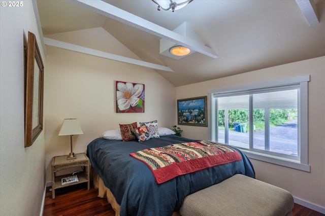 57569 Parkersburg Rd, Bandon, OR 97411 - bedroom featuring vaulted ceiling, wood finished floors, and baseboards