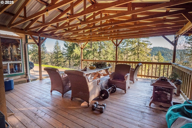 deck with a mountain view