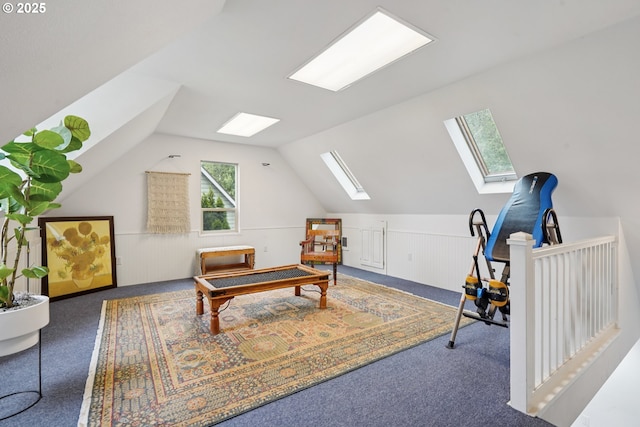 14587 NW Larson Rd Unit 4, Portland, OR 97231 - sitting room with a skylight, carpet, and lofted ceiling