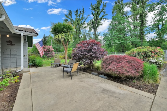 view of patio featuring a fenced backyard