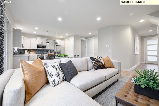 living room featuring light hardwood / wood-style floors