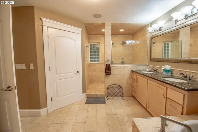 34103 Adler Ln, Creswell, OR 97426 - full bath featuring walk in shower, double vanity, and tile patterned floors
