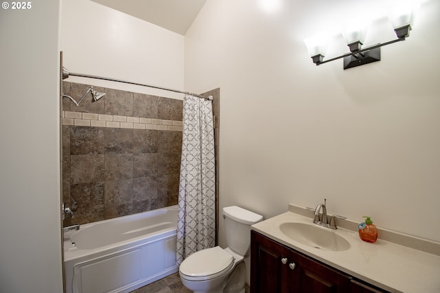 34103 Adler Ln, Creswell, OR 97426 - full bathroom featuring shower / bath combination with curtain, toilet, and vanity