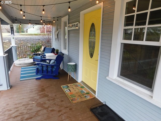 deck featuring covered porch