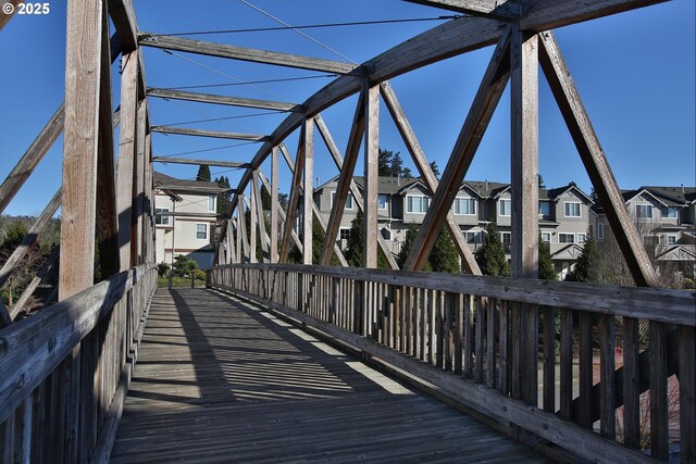 deck with a residential view