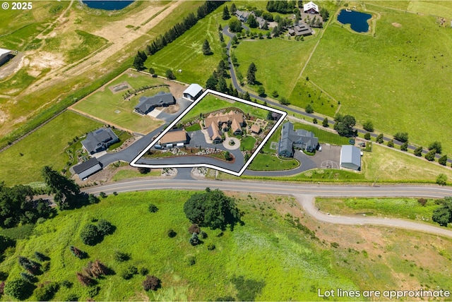 26817 SW Cade Ln, West Linn, OR 97068 - aerial view of property and surrounding area with property parcel outlined and a large body of water