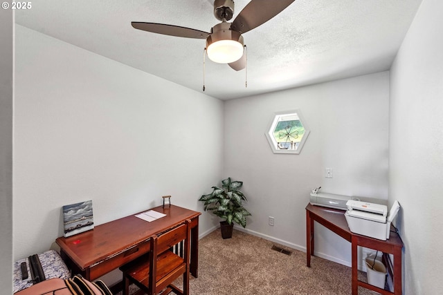 2144 Hamilton St, North Bend, OR 97459 - carpeted home office featuring ceiling fan and baseboards