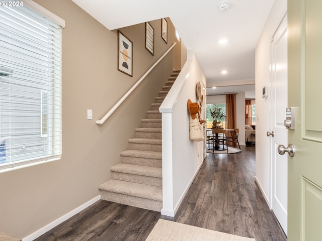 entrance foyer with dark hardwood / wood-style flooring