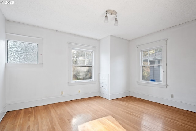 spare room with wood-type flooring and a textured ceiling