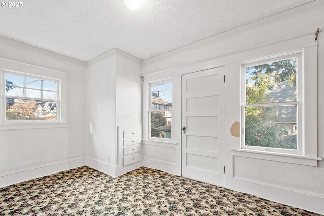 entryway with a textured ceiling