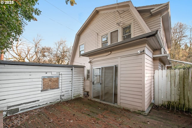 exterior space featuring a wooden deck