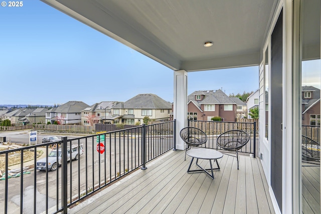 deck with a residential view