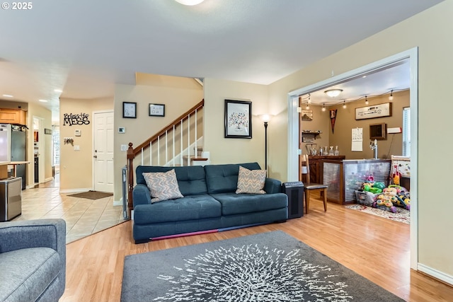 living room featuring light hardwood / wood-style flooring