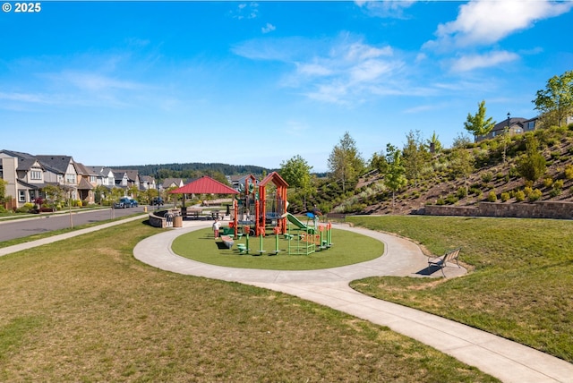 16849 SW Friendly Ln, Beaverton, OR 97007 - community playground with a gazebo, a lawn, and a residential view