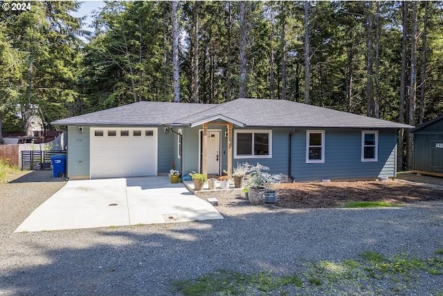 single story home featuring a garage