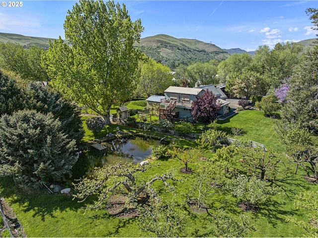 aerial view of property's location with a mountainous background