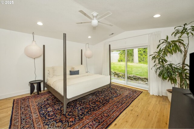 25 SW 143rd Ave, Beaverton, OR 97006 - bedroom with light wood-style floors, vaulted ceiling, a ceiling fan, recessed lighting, and baseboards