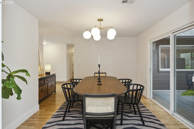 25 SW 143rd Ave, Beaverton, OR 97006 - dining space with light wood-style flooring, baseboards, and a chandelier