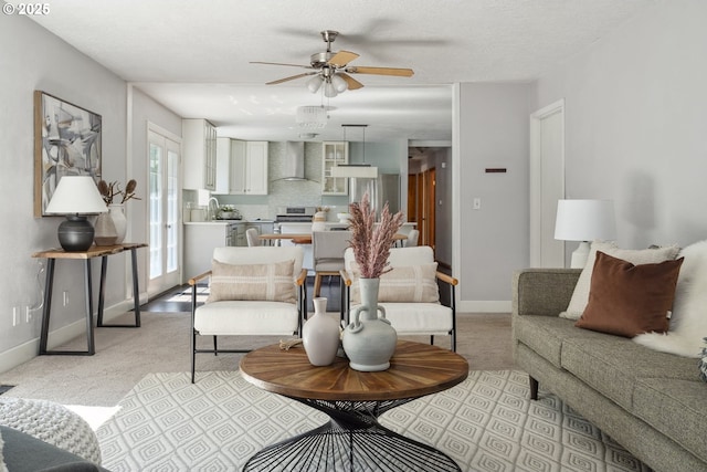 2136 SE Kelly Ave, Gresham, OR 97080 - living area featuring a ceiling fan and light colored carpet