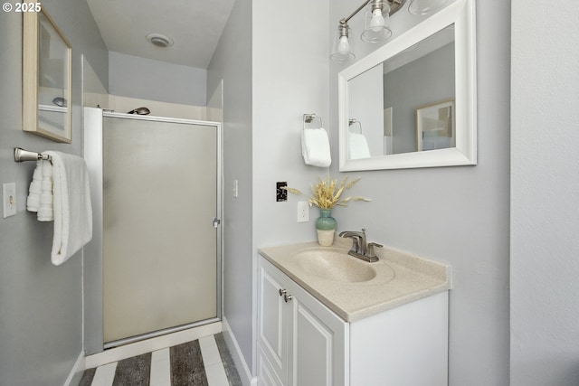 2136 SE Kelly Ave, Gresham, OR 97080 - bathroom featuring vanity, a shower stall, and tile patterned floors