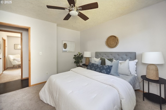 2136 SE Kelly Ave, Gresham, OR 97080 - bedroom featuring carpet, a textured ceiling, and a ceiling fan