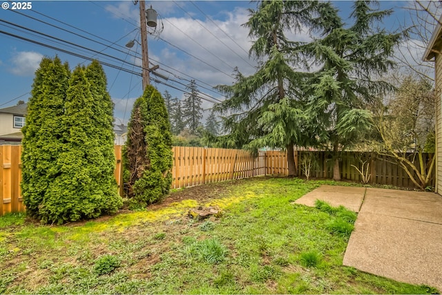 view of yard featuring a fenced backyard