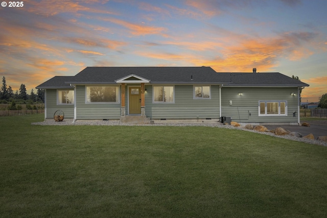 33549 Wikstrom Rd, Scappoose, OR 97056 - view of front facade with a yard, crawl space, and roof with shingles