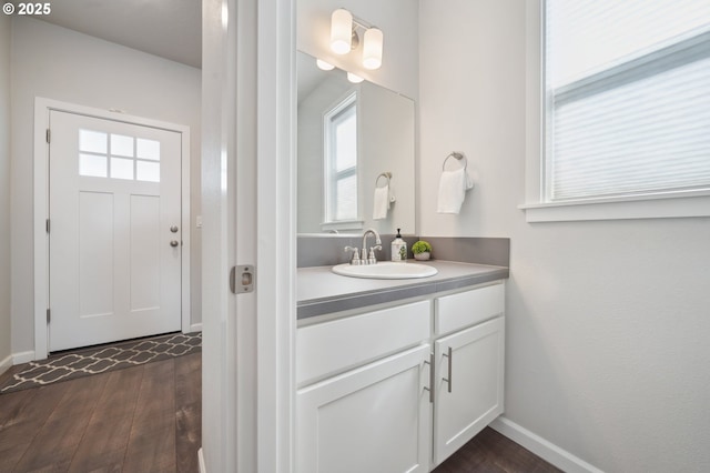 1540 19th Ave, Forest Grove, OR 97116 - bathroom with vanity, wood finished floors, and healthy amount of natural light