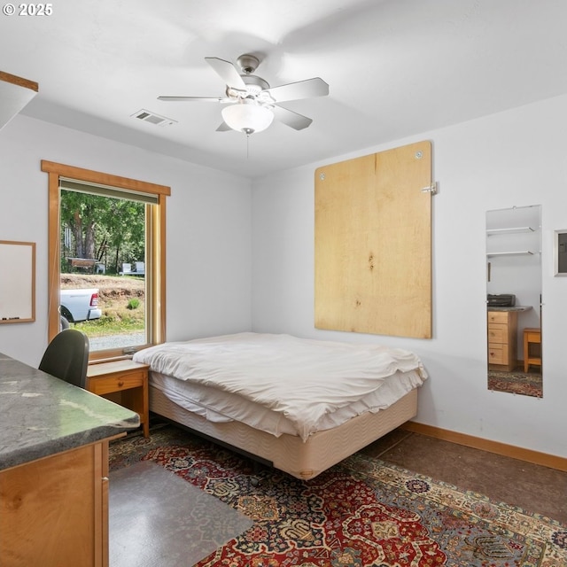 1104 Upper Cow Creek Rd, Azalea, OR 97410 - bedroom featuring a ceiling fan and baseboards