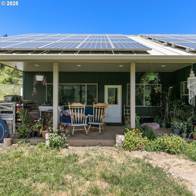 1104 Upper Cow Creek Rd, Azalea, OR 97410 - rear view of house with solar panels and covered porch