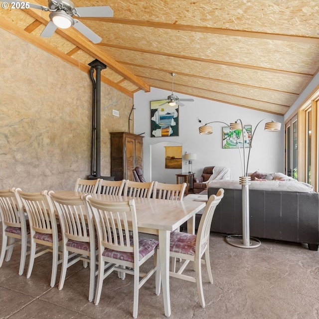 1104 Upper Cow Creek Rd, Azalea, OR 97410 - sunroom / solarium with vaulted ceiling and a wood stove
