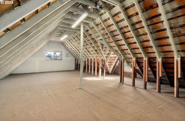 view of unfinished attic