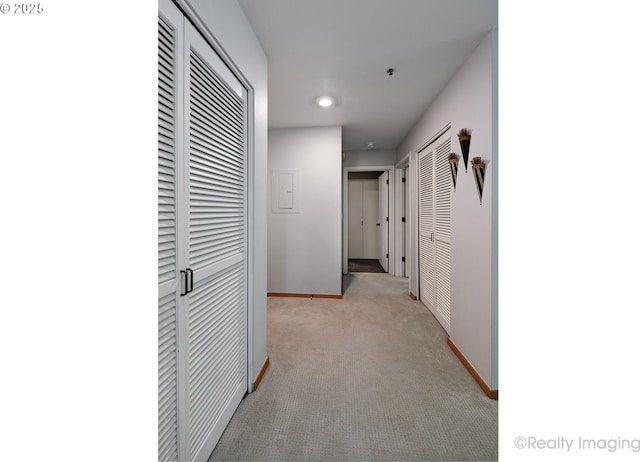 305 S Montgomery St Unit 404, Portland, OR 97201 - corridor with light colored carpet, baseboards, and recessed lighting